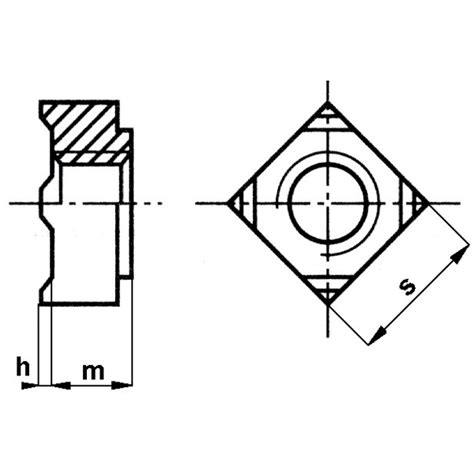 Ecrous carrés à souder din 928 acier 6