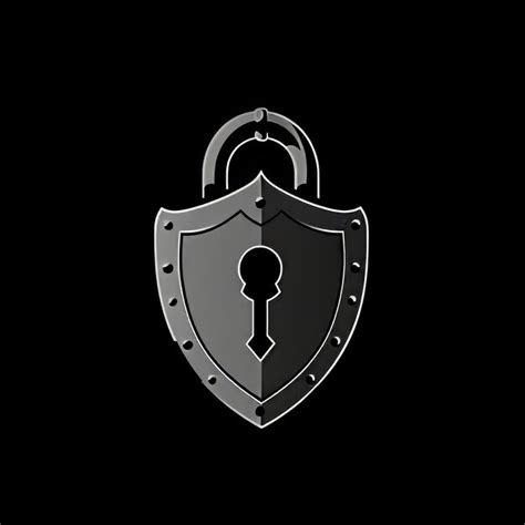 Security Shield With Padlock Isolated On Black Background Vector