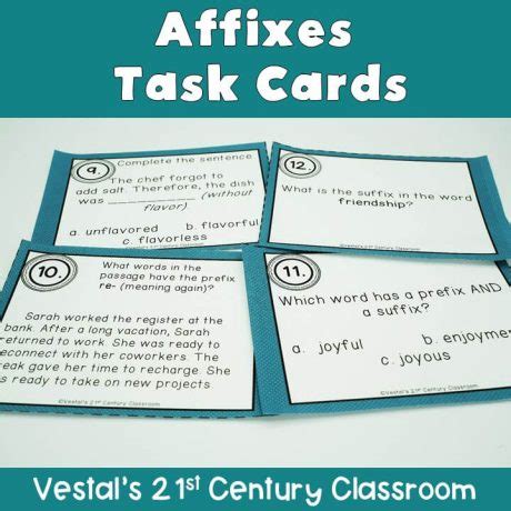 Affixes Task Cards Vestal S St Century Classroom