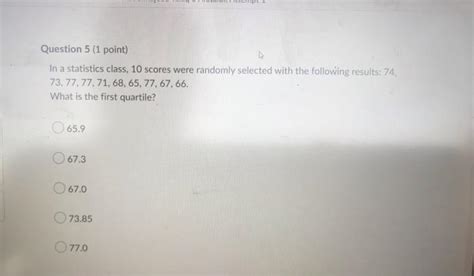 Solved Opc Question 5 1 Point In A Statistics Class 10