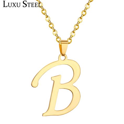 2016 Gold Plated Necklace Capital Initial B Letter Pendant And Necklace