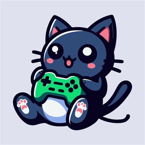 Gato Bonito Jogando O Controlador Vetor De Desenho Animado Vetor