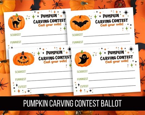 Printable Pumpkin Carving Contest Voting Ballot X Halloween