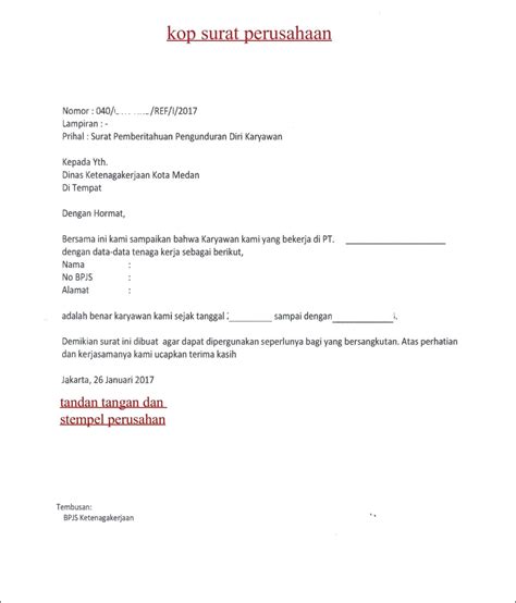 Contoh Surat Keterangan Gaji Bpjs Kesehatan Surat Keterangan Desain