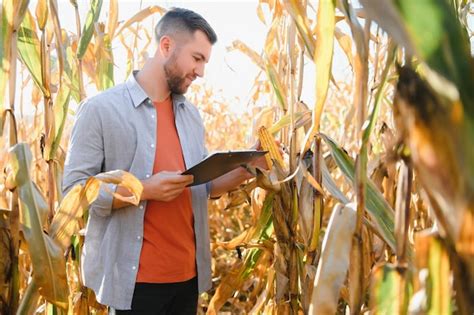 Premium Photo Agronomist Checking Corn If Ready For Harvest Portrait