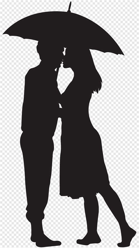 Silhouette Artwork Of Couple Under Umbrella Silhouette Couple Loving