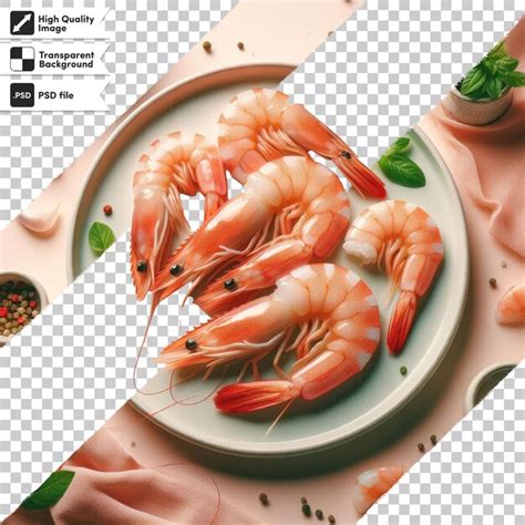 Premium Psd Psd Shrimps On A Plate On Transparent Background