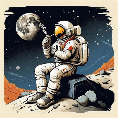 Premium Photo Smoking Astronaut Vector TShirt Design Created With AI