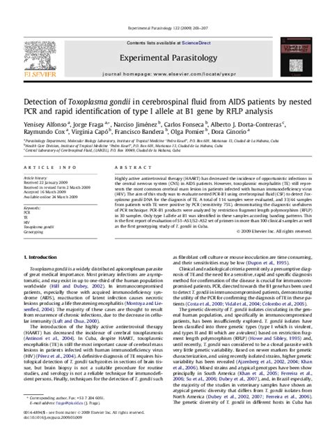 Pdf Molecular Diagnosis Of Toxoplasma Gondii Infection In