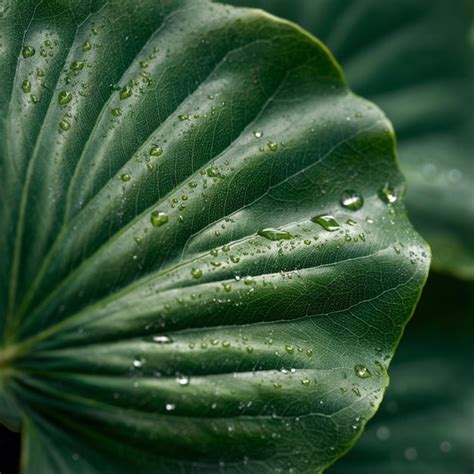 Premium Photo A Green Leaf With Water Droplets On It