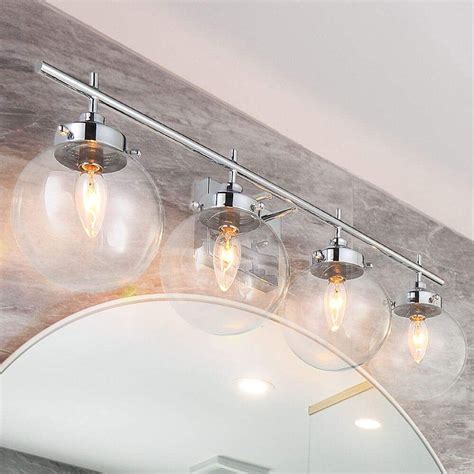 Vanity Art Elegant Bathroom Vanity 4 Light Clear Glass Shade Indoor