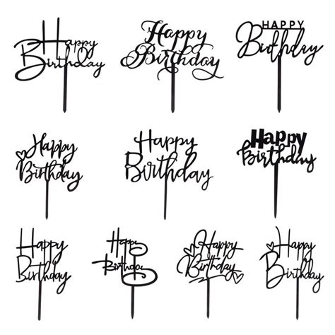 10 Pack Happy Birthday Cake Toppers Acrylic Cake Toppers Cupcake