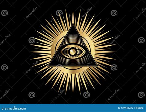 Sacred Masonic Symbol Gold All Seeing Eye The Third Eye The Eye Of Providence Inside Triangle