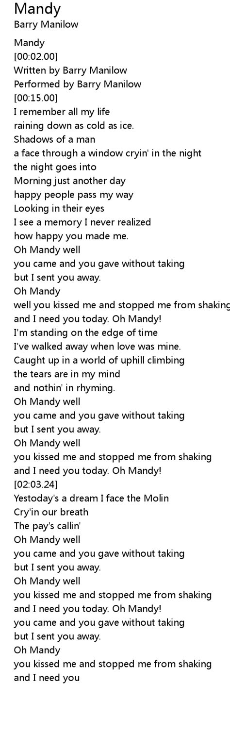 Mandy Lyrics - Follow Lyrics