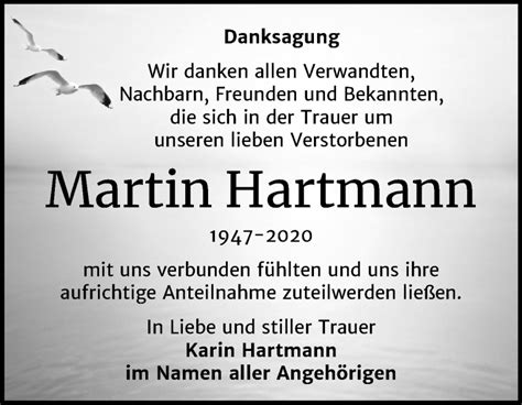 Traueranzeigen Von Martin Hartmann Abschied Nehmen De