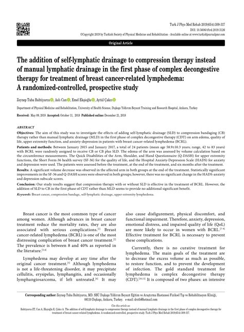 Pdf The Addition Of Self Lymphatic Drainage To Compression Therapy