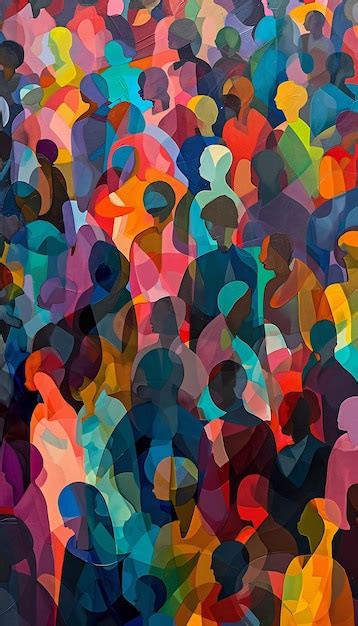 Premium Photo Abstract Painting Of Diverse Crowd People Profiles