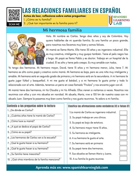 Las Relaciones Familiares en Español Ejercicios en PDF Spanish