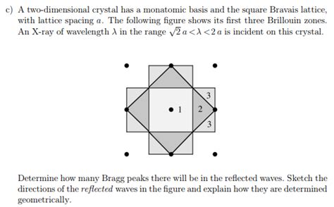 Solved C A Two Dimensional Crystal Has A Monatomic Basis Chegg