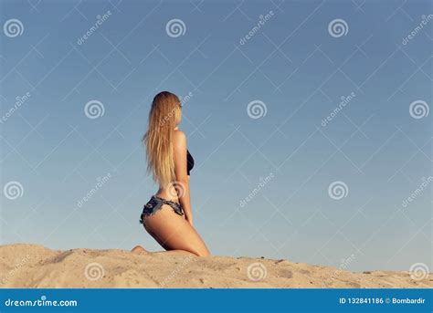 Summer Walk On The Hot Sand Dunes Stock Photo Image Of Girl Hair 132841186