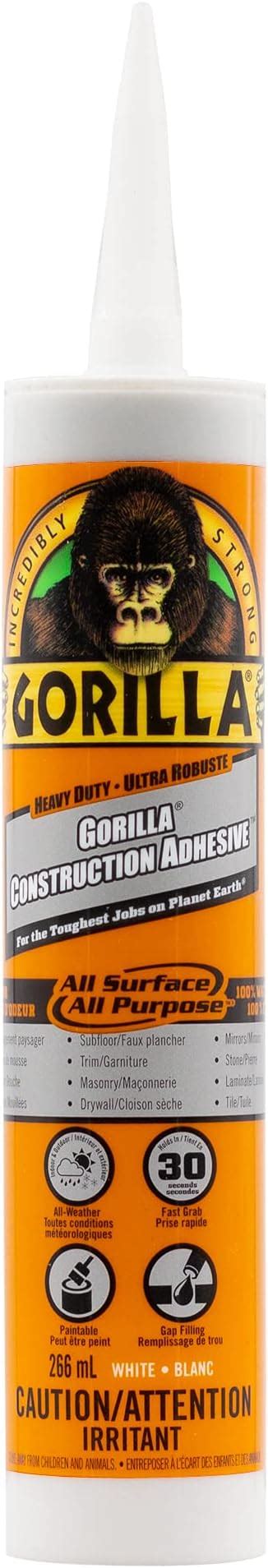 Gorilla Heavy Duty Construction Adhesive All Weather Indoor And Outdoor Paintable Gap Filling