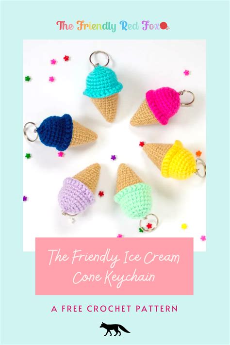 Free Crochet Keychain Pattern Ice Cream Cone Crochet Keychain