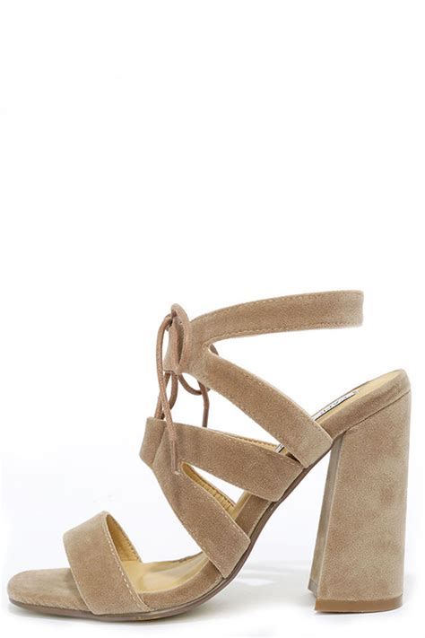 Stylish Nude Heels Lace Up Heels Vegan Suede Heels Lulus