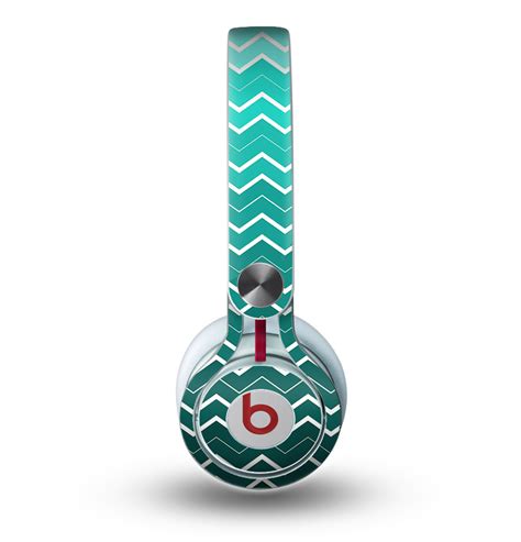 The Teal Gradient Layered Chevron Skin For The Beats By Dre Mixr Headp Designskinz