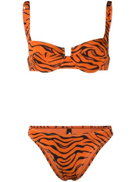 Reina Olga Brigitte Tiger Print Bikini Set Farfetch Printed Bikini