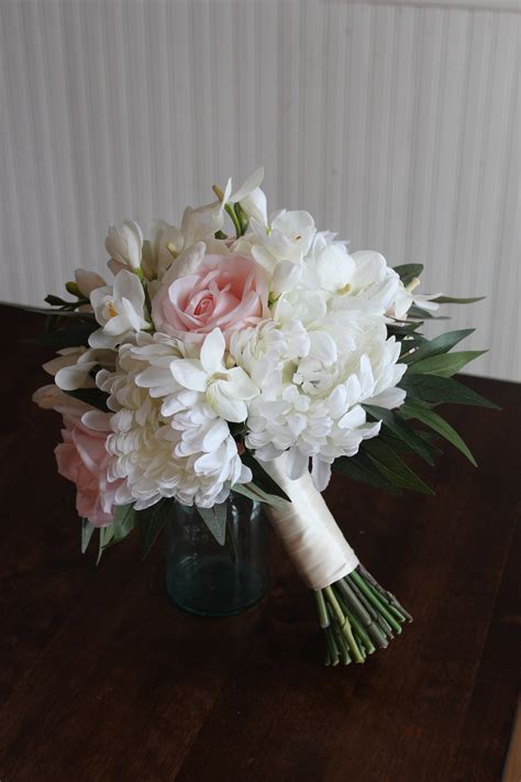 Blush And Ivory Bridal Bouquet Recreation — Silk Wedding Flowers And