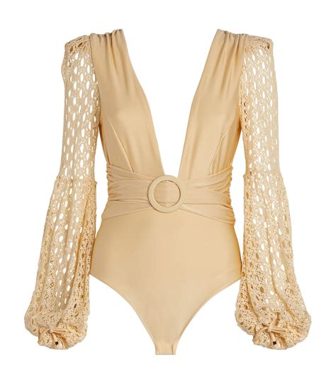 Womens Patbo Nude Monstera Plunge Swimsuit Harrods Uk