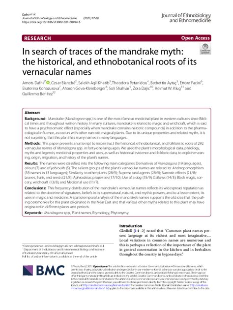 (PDF) In search of traces of the mandrake myth: the historical, and ...