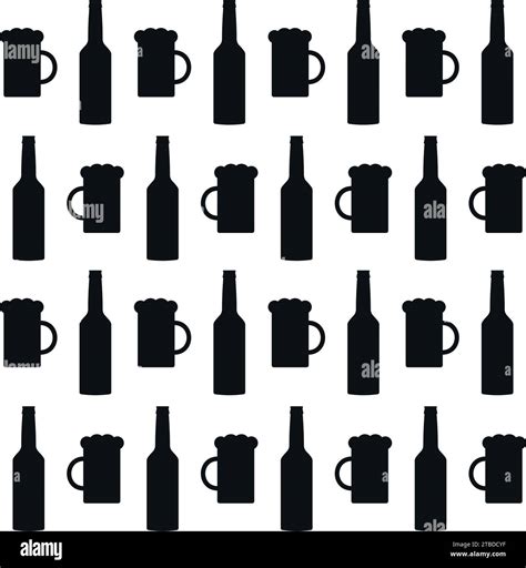 Vector Seamless Pattern Of Beer Silhouette Stock Vector Image Art Alamy