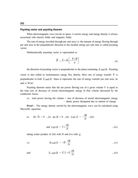 Poynting vector and poynting theorem