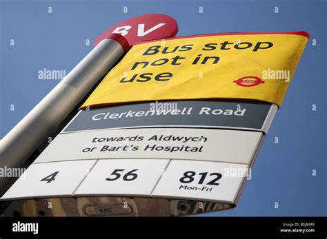 Bus Stop Suspended For Roadworks In London Editorial Use Only Stock