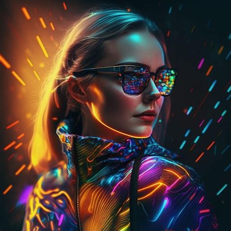 Premium AI Image | AI Avatar girl photo with neon lights