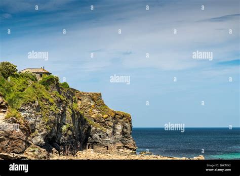 Traditional Cornish House Near The Cliff Edge At The Spectacular Beauty