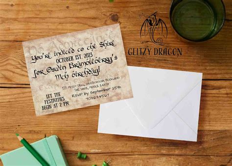 Hobbit Themed Party Invitation Customizable Lord Of The Rings Invite Etsy