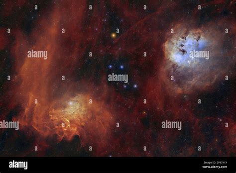 Flaming Star Ic And Tadpole Nebula Ic As Hoo Narrow Band Image