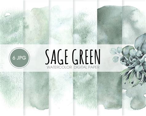 Sage Green Watercolor Digital Paper Abstract Watercolor Etsy