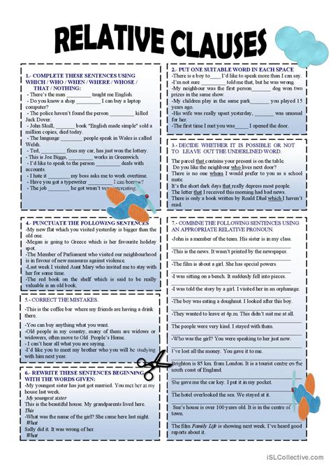 Relative Clauses General Gramma English Esl Worksheets Pdf And Doc