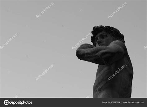 Low Angle Grayscale Shot David Statue Michelangelo Florence Italy