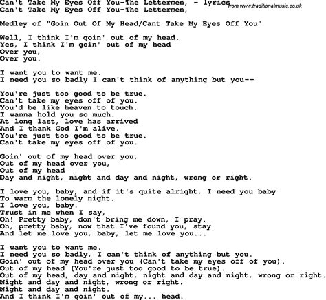 Love Song Lyrics Forcant Take My Eyes Off You The Lettermen