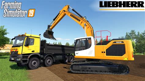 Farming Simulator 19 Liebherr R 926 Crawler Excavator Digging A Hole And Loads A Dump Truck