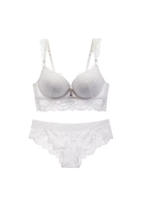 Buy Zitique Push Up Padded Lace Lingerie Set Bra And Panty Ivory