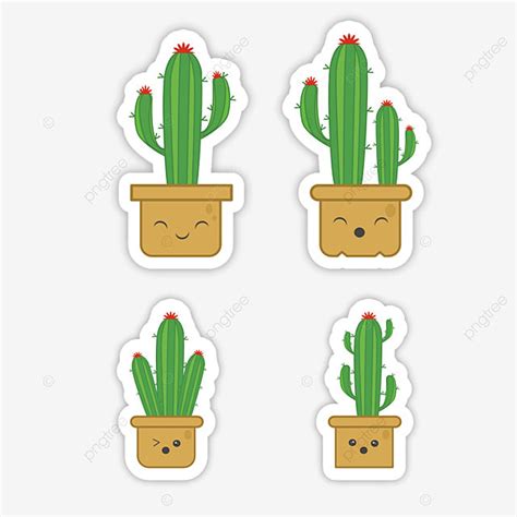 Green Potted Plants PNG Image Plant Stickers Green Cactus On Pot