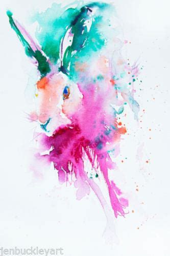 Jen Buckley Art Signed Print Of My Original Running Hare Watercolour