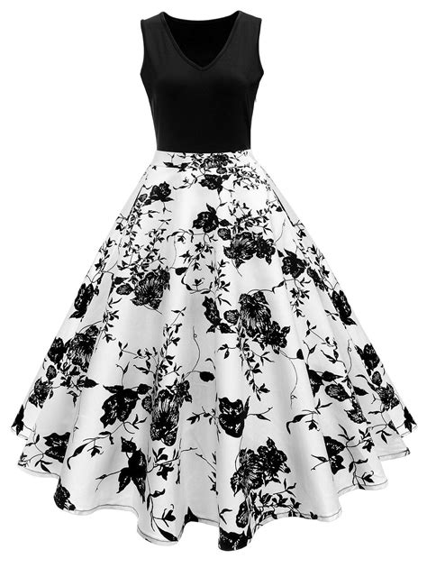 Whiteblack S High Waisted Printed Vintage Dress