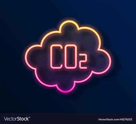 Glowing Neon Line Co2 Emissions In Cloud Icon Vector Image