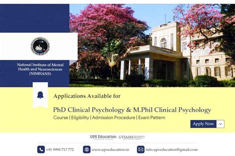 PhD Clinical Psychology And M Phil Clinical Psychology Admission Open